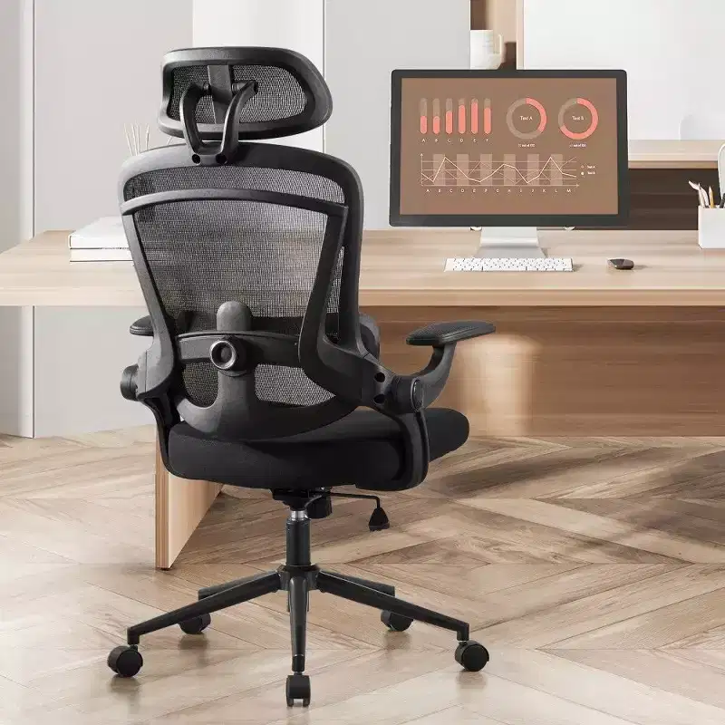 TUYOHW Ergonomic Office Chair with Adjustable Lumbar Support and Headrest,High Back Mesh Desk Chair with Flip-Up Armrests,275LB Capacity