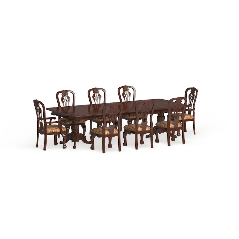 Carpia Traditional Brown Cherry Wood 9-Piece Dining Set by Furniture of America