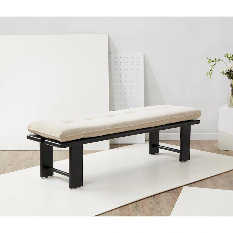SAFAVIEH Couture Rasema Modern Cushion Bench - 60.8 In. W x 18.9 In. D x 18.1 In. H - 61Wx19Dx18H