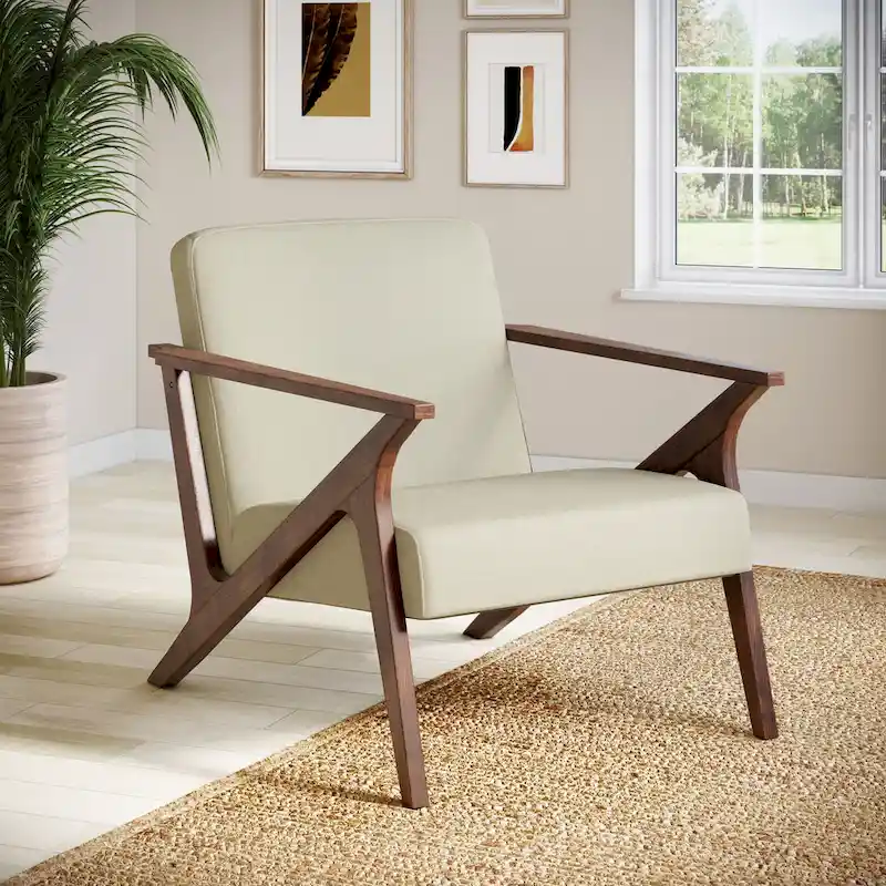 Wood Frame Upholstered Accent Chair