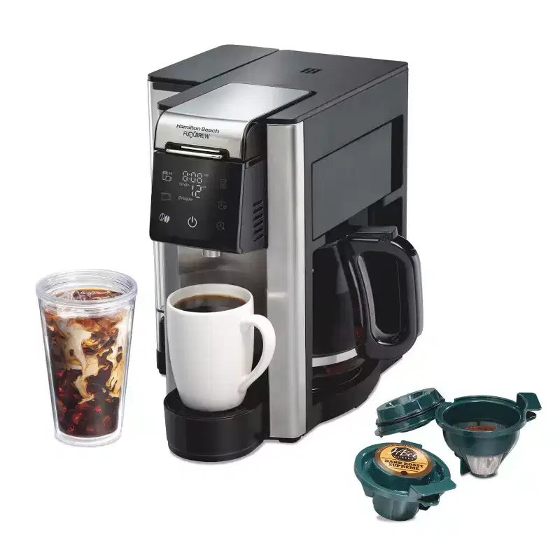 Hamilton Beach 12c FlexBrew 5 in 1 Drip Coffee Maker Black: 12 Cup Programmable #38; Single Serve, 1200W, Ground #38; Capsule Use