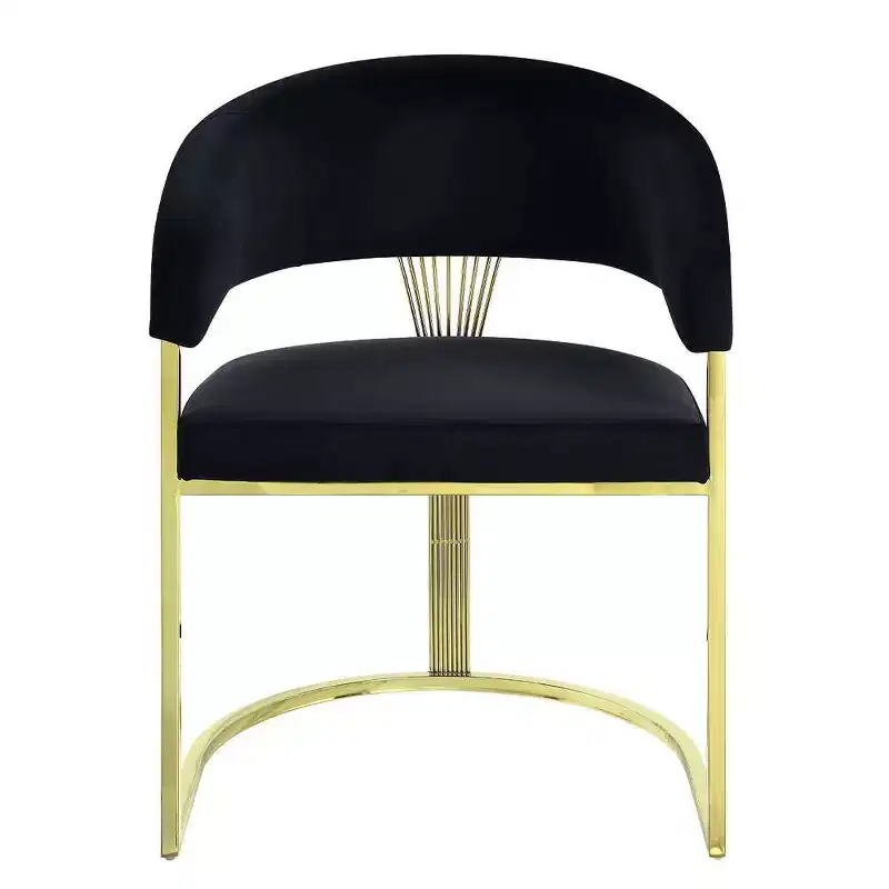 20" Fallon Accent Chair Black Velvet/Mirrored Gold - Acme Furniture: No Assembly, Stainless Steel Frame