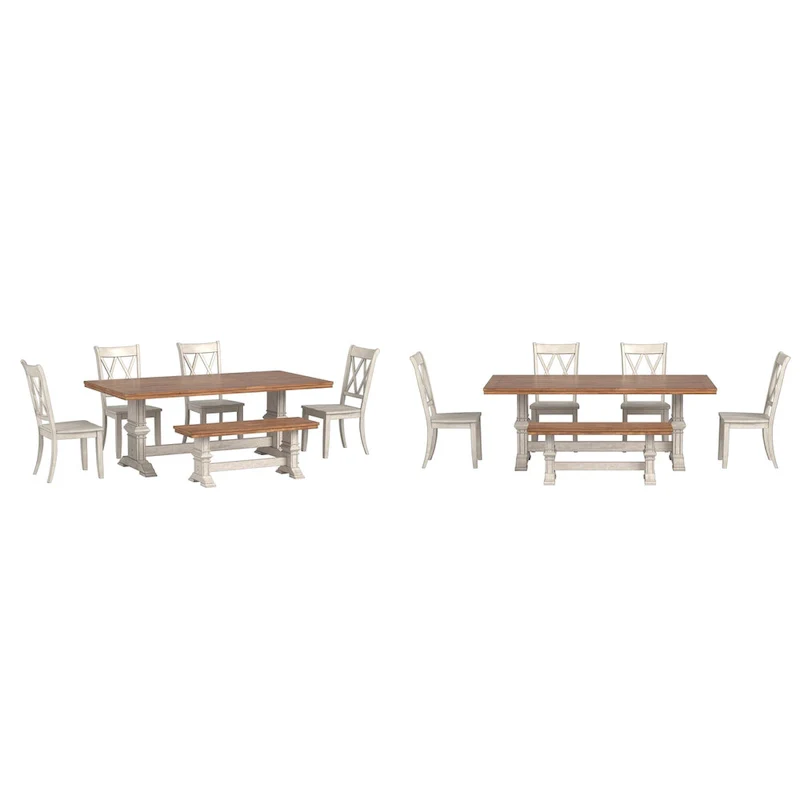 Ronda 78.7 Rectangular Solid Wood Top Dining Set with X-Back Chairs
