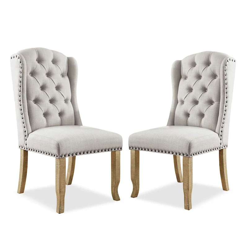 Tufted Farmhouse Wingback Dining Chairs