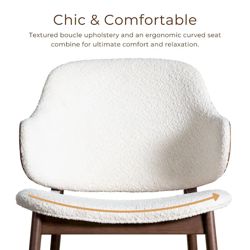 Furniture of America Beck Mid-century 2-Piece Walnut Boucle Wingback Accent Chair and Table Set