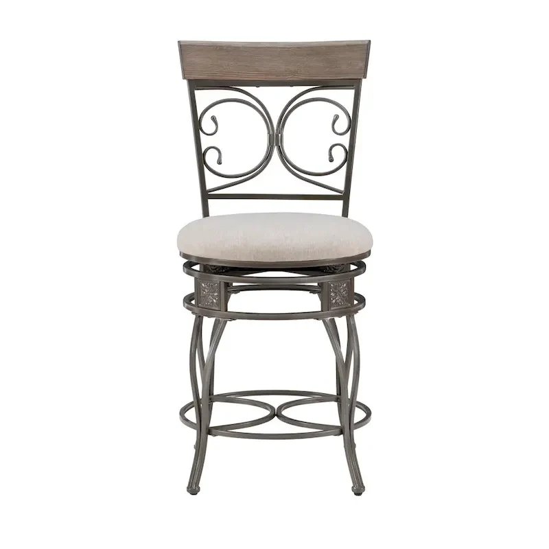 Onyx Big & Tall 360 Swivel Metal and Wood Scroll Counter Stool