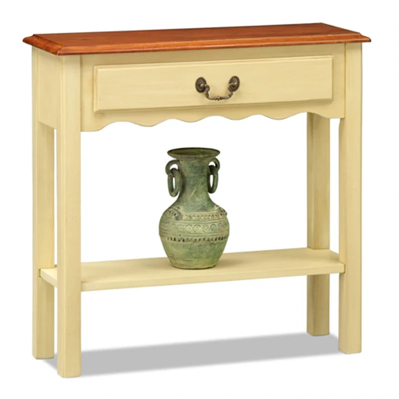 Off-White / Medium Oak Slim Hall Console Table – 1-Person Assembly