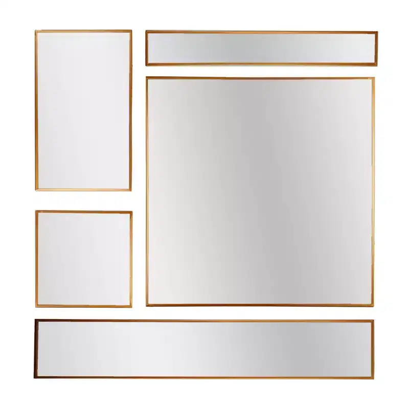 5pc Metal Framed Accent Mirror Set - Head West: Modern Decorative Wall Mounted, No Assembly Required