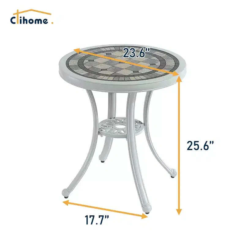 CLIHOME 3-Piece Patio Cast Aluminum Bistro Table and Chairs Set