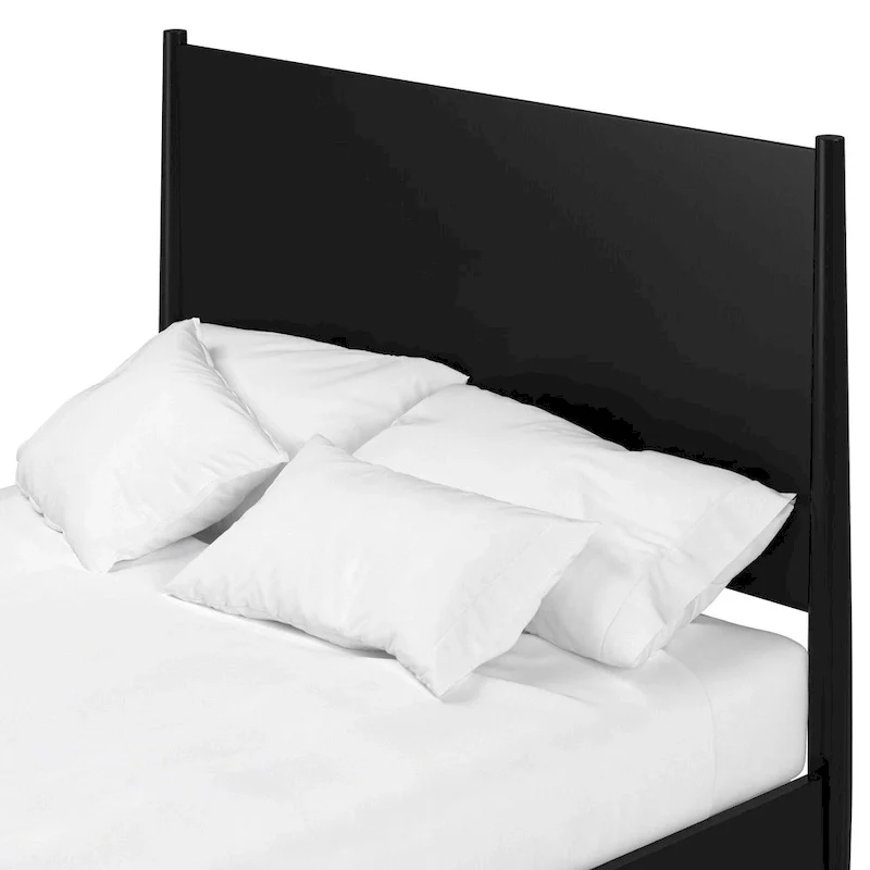 Alpine Furniture Flynn Mid Century Modern Panel Bed, Black