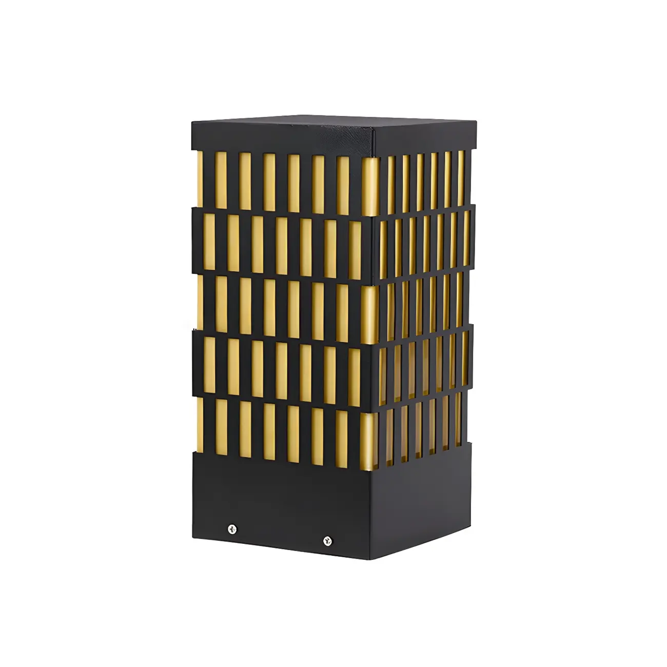 Black Metal Grille Rectangle Warm Light Post Cap Light