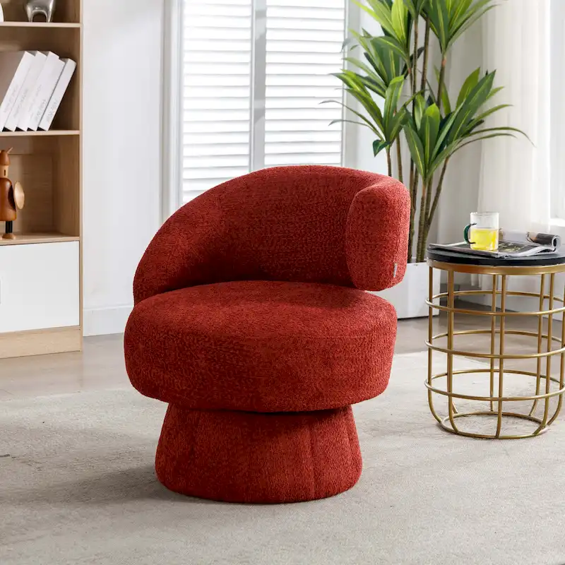 360 Degree Swivel Cuddle Barrel Accent Chairs with Wide Upholstered