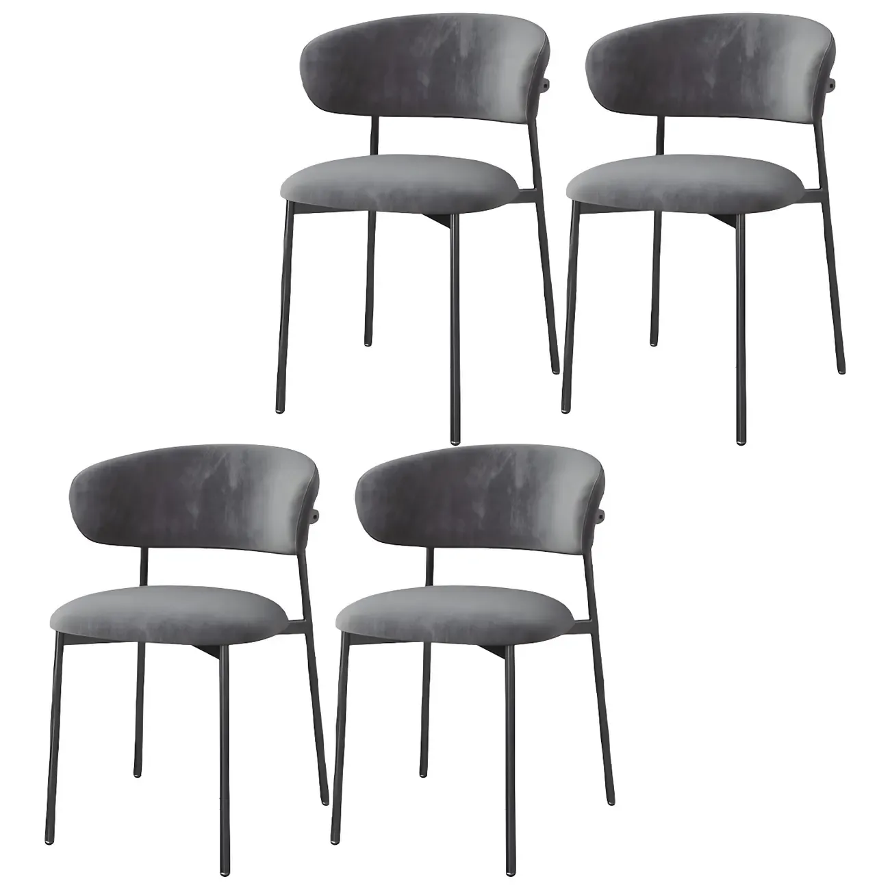 Scandinavian Velvet Upholstered Dining Room Chairs Set of 4