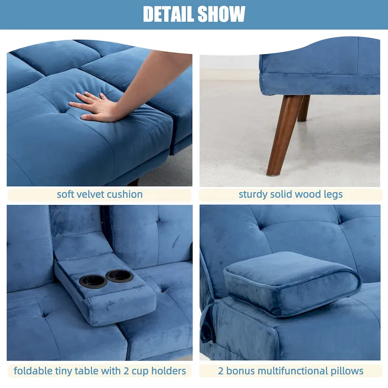 Futzca 60 Small Loveseat, 3 in 1 Cute Convertible Sofa Bed