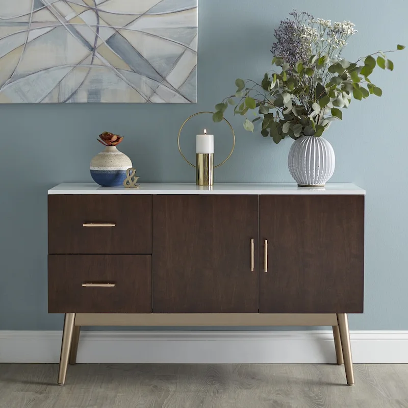 Walnut & Black Mid-Century Buffet Sideboard
