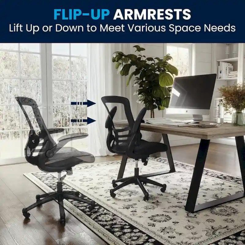 Mid-Back Mesh Swivel Ergonomic Task Office Chair with Flip-Up Arms