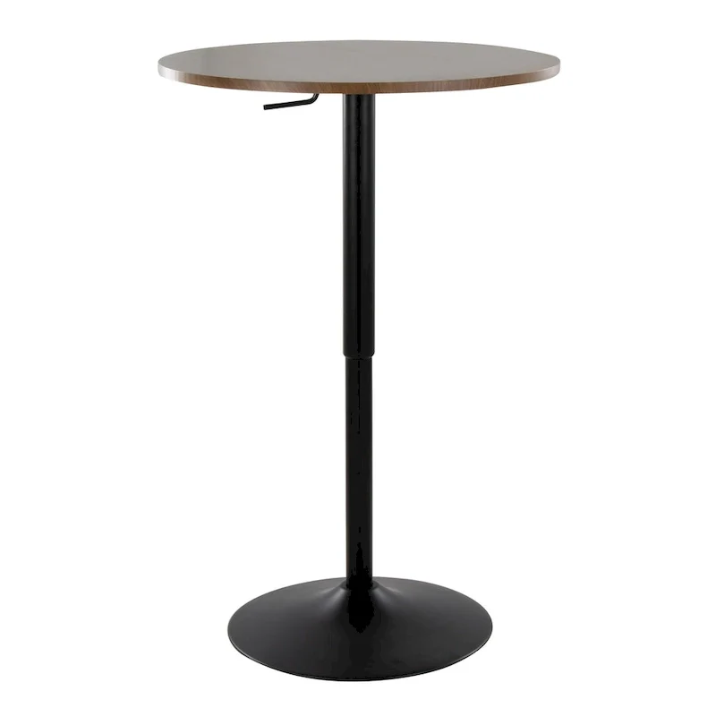 Adjustable Bar Table, Black/White/Brown/Walnut Top, Chrome/Black Base, Seats 2