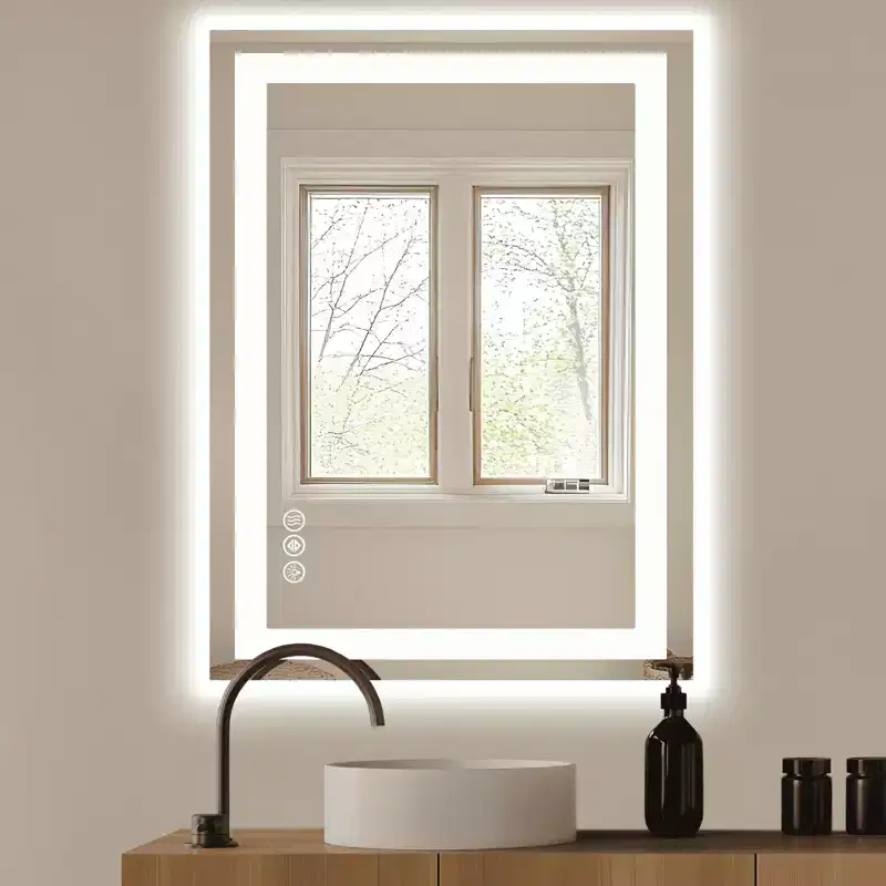 MAYEERTY Bathroom Mirror Dual Light Source Three Lighting Modes