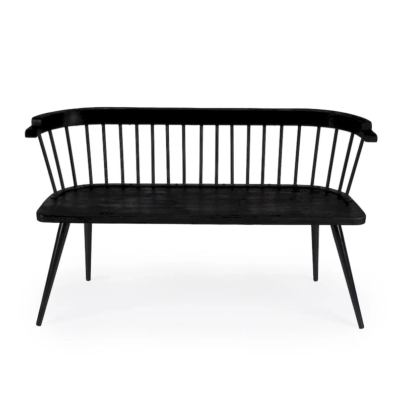 Spindle Back Bench - Solid Mango Wood & Iron Frame, 48.25