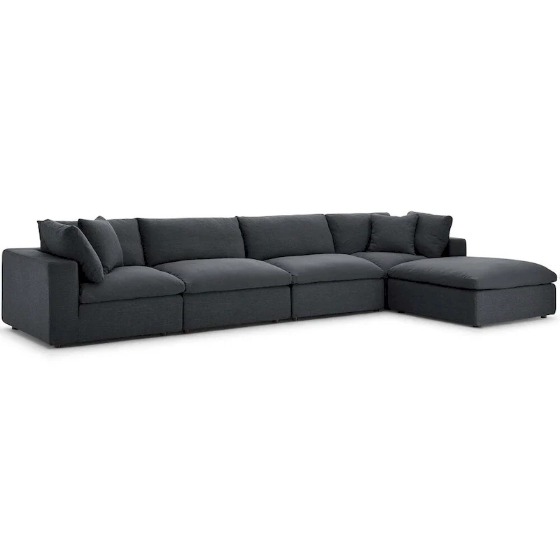 Fabric/Wood Down-filled Over-stuffed Sectional Sofa