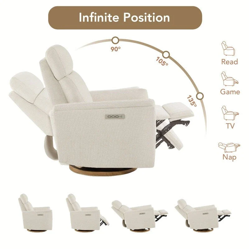 Power Swivel Nursery Recliner Chair with Nightlight