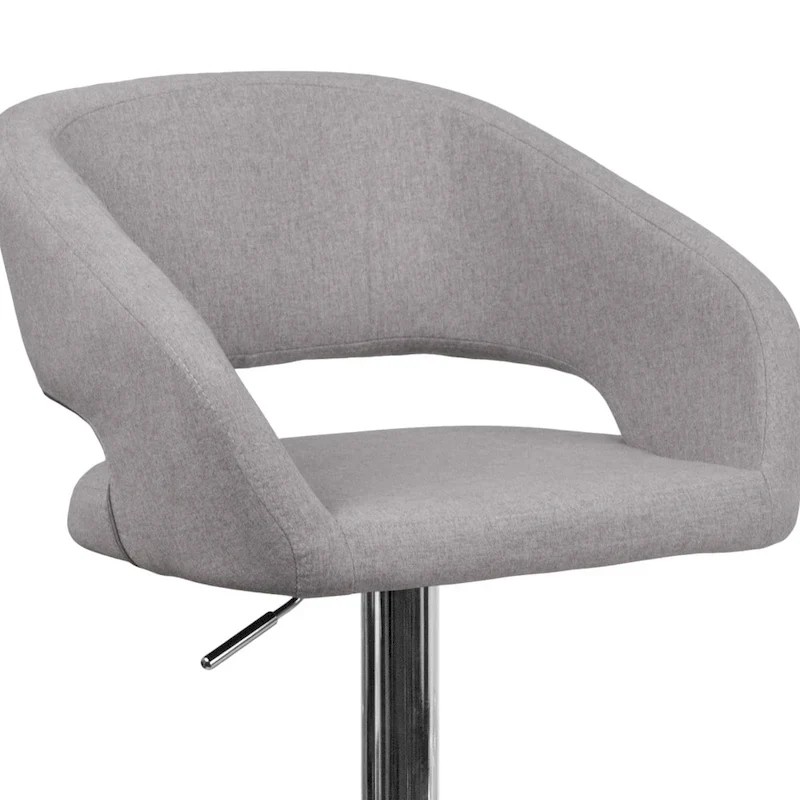 Modern Upholstered Adjustable-Height Barstool with Rounded Back