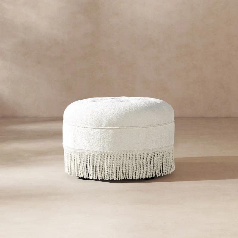 24 Upholstered Round Accent Ottoman