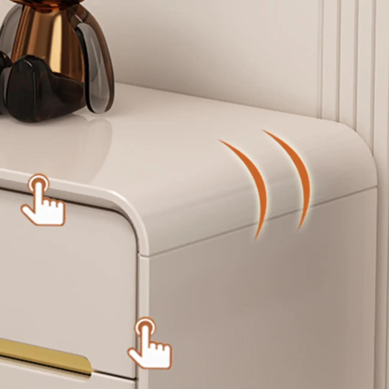 Glam Beige Solid Wood Shoe Cabinet with Display Top