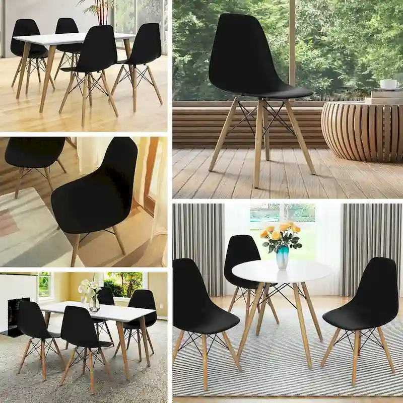 Set of 2 Modern Dining Side Chairs with Wood Legs