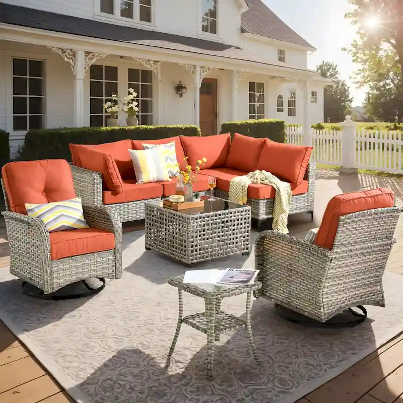 XIZZI 8-piece Patio Furniture Sectional Set with Swivel Chair