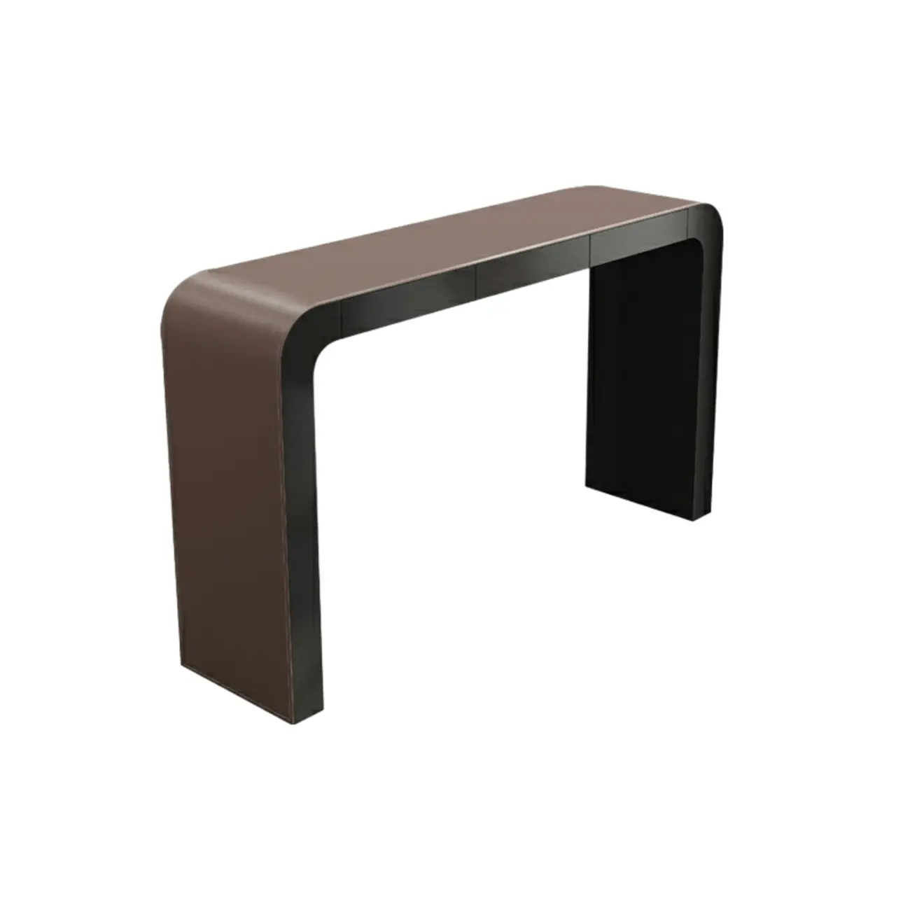 Modern Brown Leather Wooden Curved Bar Tables with 3 Drawers