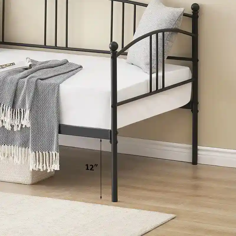 Black / White / Pink Metal Daybed with Trundle, Twin, Sleeps 2