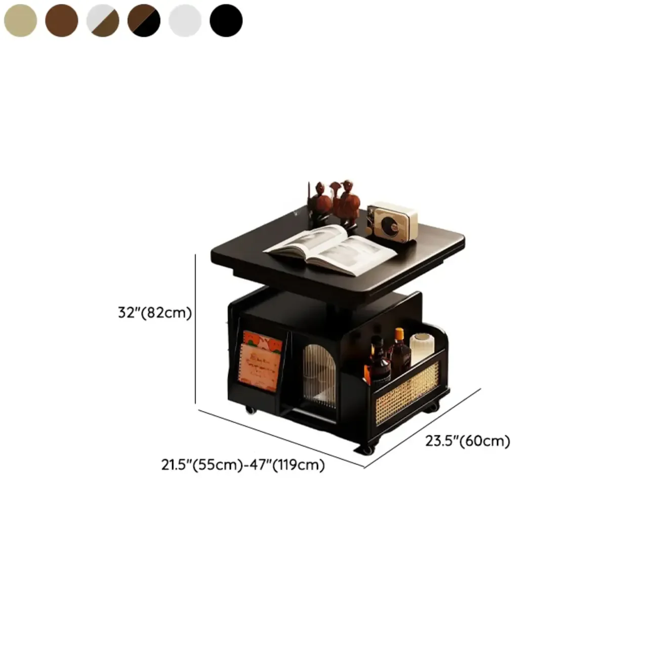 Multi-functional Modern Wood Coffee Table with Wheels