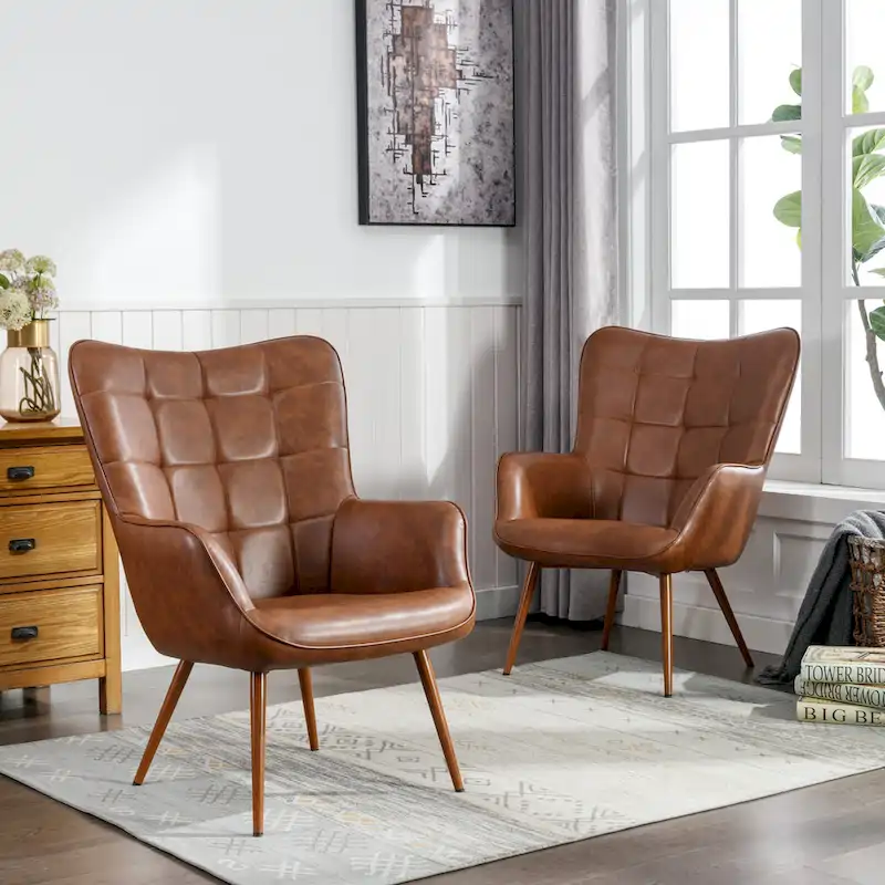 Set of 2 Modern Accent Chair Wingback Armchair