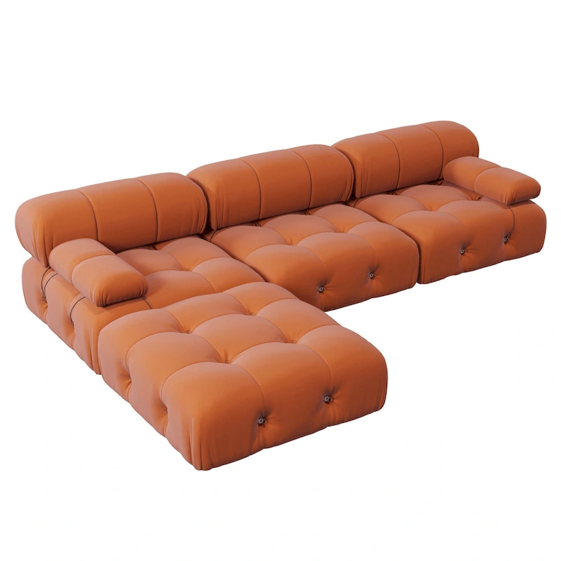 104  Wide Velvet Reversible Modular Sofa & Chaise with Ottoman