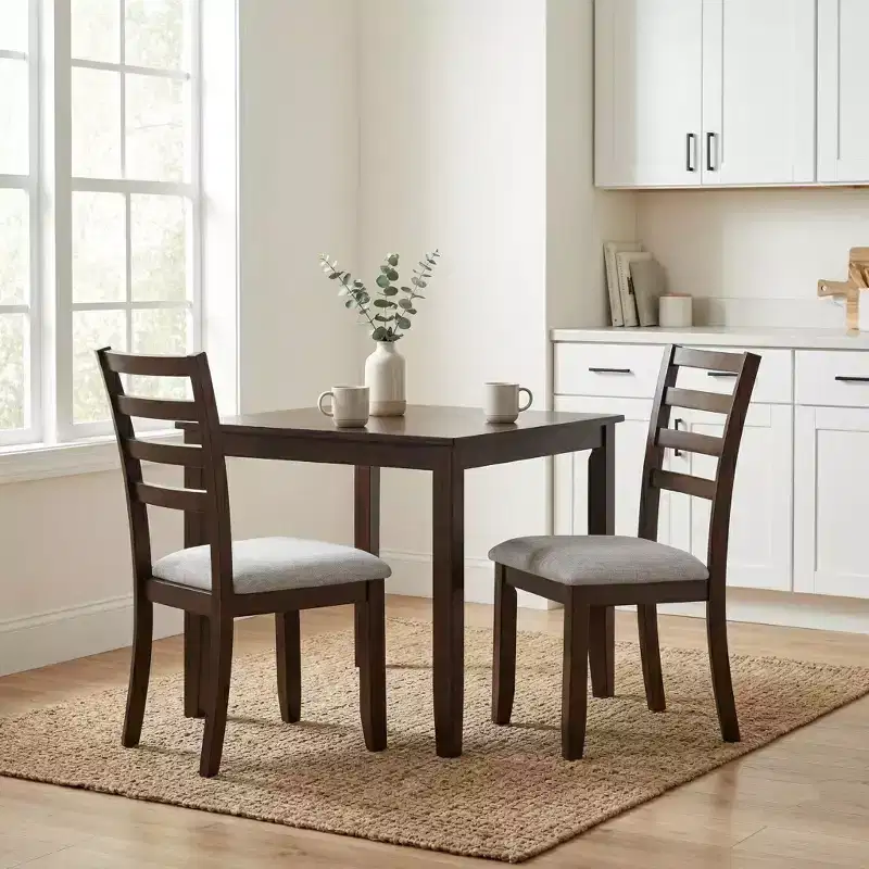 GDFStudio Parker Contemporary Wood Upholstered Dining Chair with Ladder Back (Set of 2)
