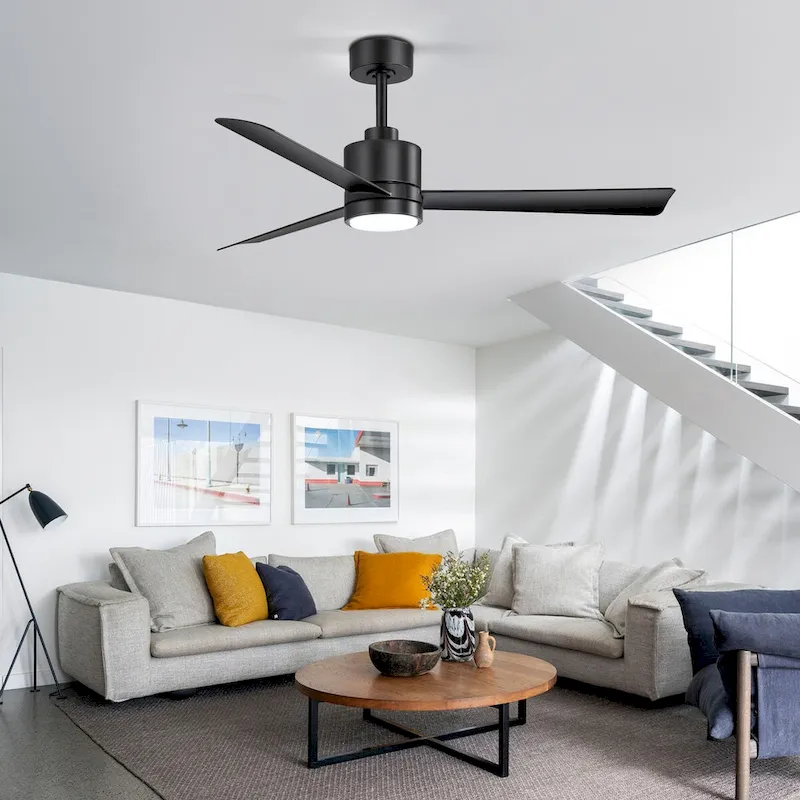 52 in. Integrated LED Indoor Black/White Ceiling Fan with Light and Remote Control Included