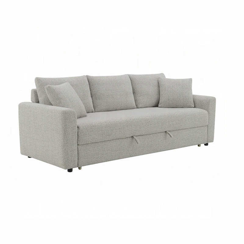 Conan Sleeper Sofa, Full Fold Out Bed, 2 Pillows, Gray Boucle, 89 Inch