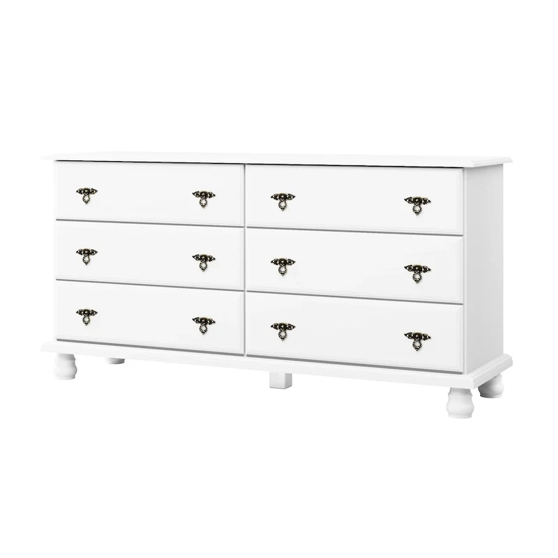100% Solid Wood Traditional 6-Drawer Dresser with Optional Mirror