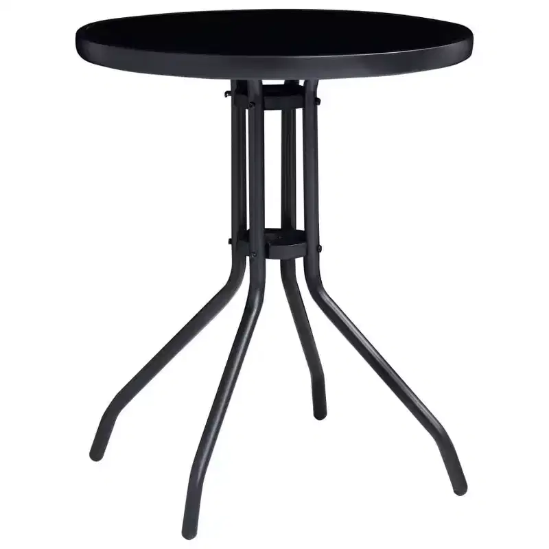 vidaXL Bistro Set Black Powder-coated aluminum, textilene, glass, steel