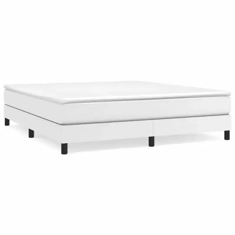 Bed Frame White Faux Leather King Durable Bed Frame