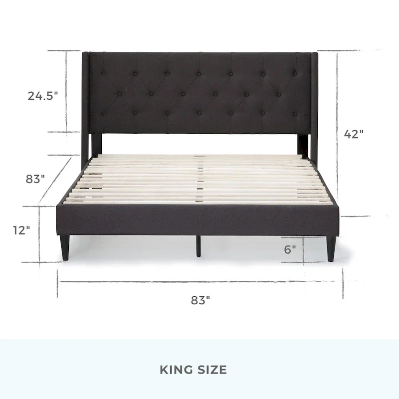 Brookside Isabelle Button Tufted Wingback Upholstered Bed