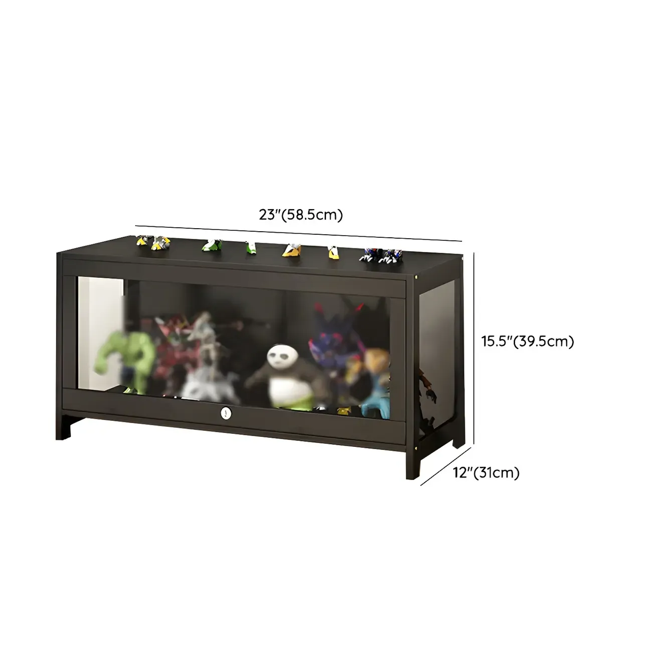 Living Room Modern Black Glass Figurine Display Cabinet