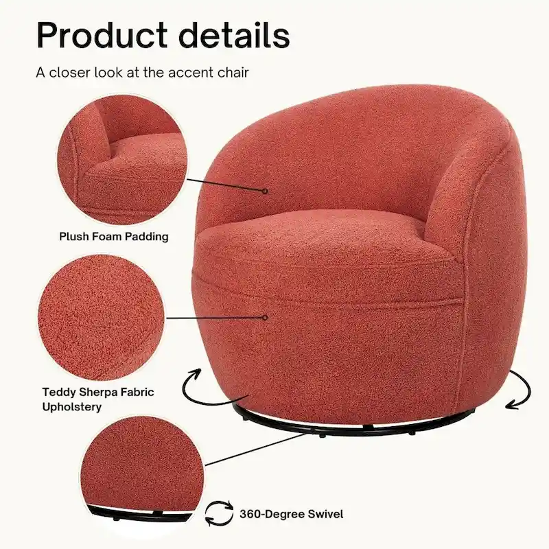 Galleria 360 Swivel Teddy Sherpa Fabric Barrel Chair