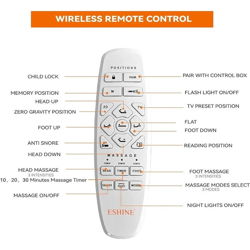 ESHINE Adjustable Bed Frame, with Massage