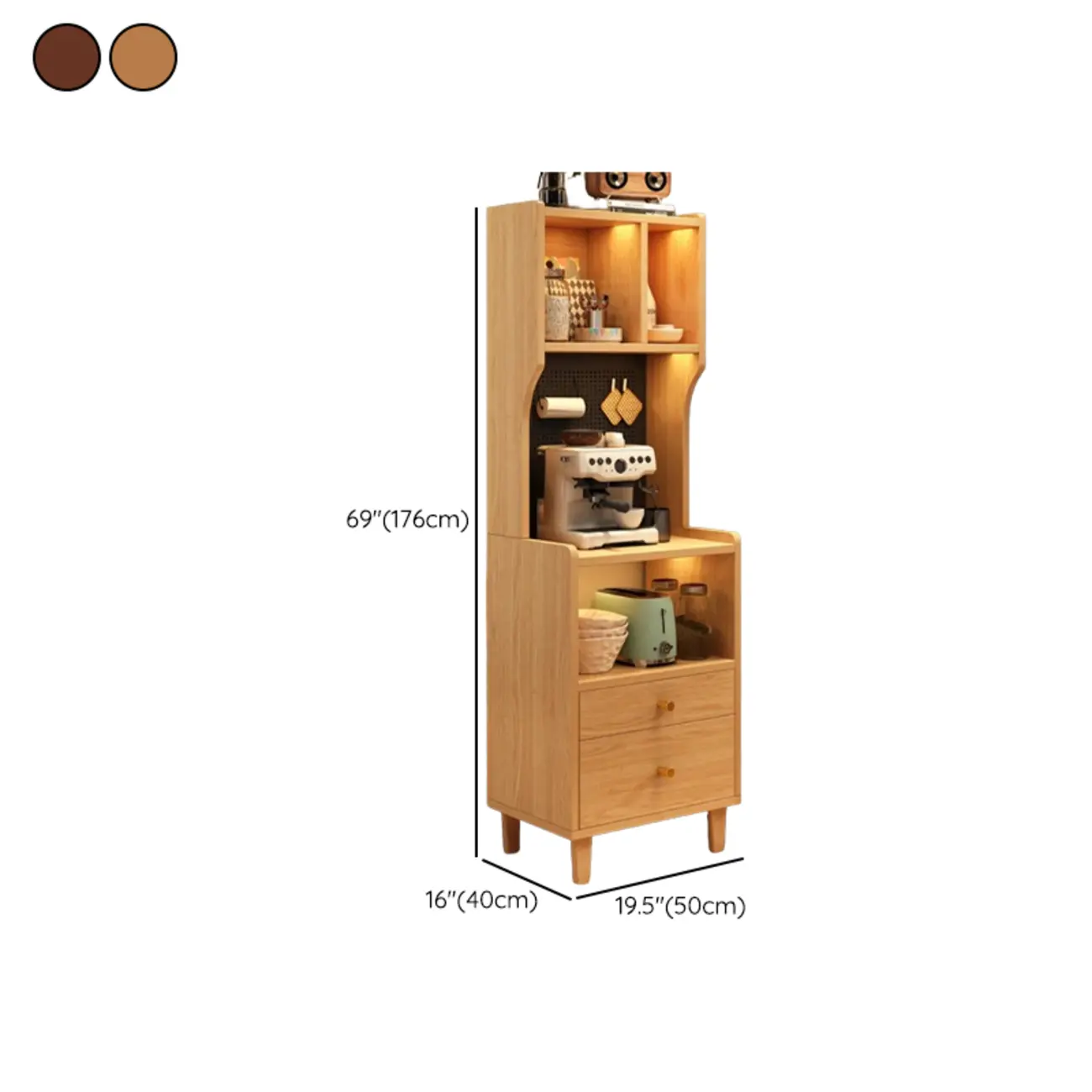 Modern Wood Narrow Sideboard with Drawers Shelves