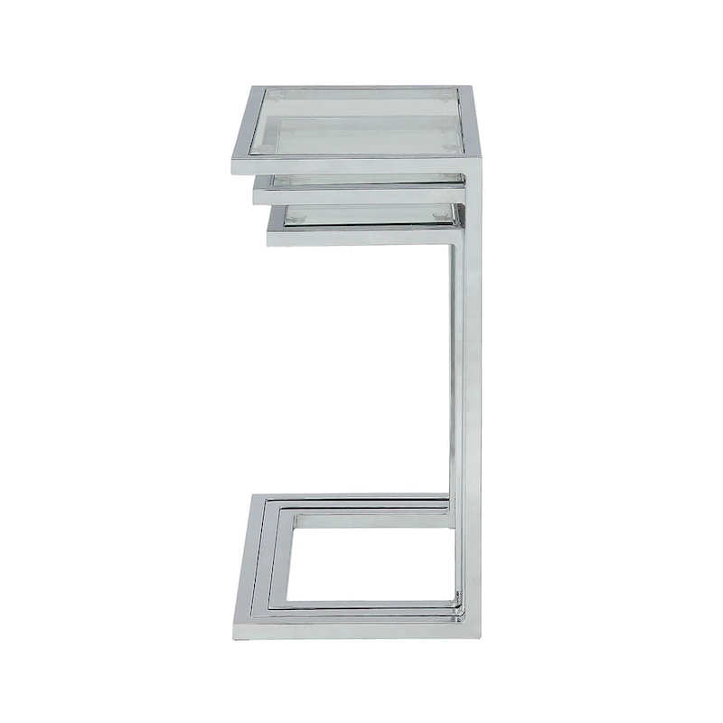 Carolina Living Addison Nesting Table Set - Glass Top - Chrome Base