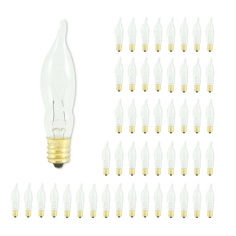 Bulbrite Pack of (50) Dimmable Clear Flame Candelabra (E12) Incandescent Bulb