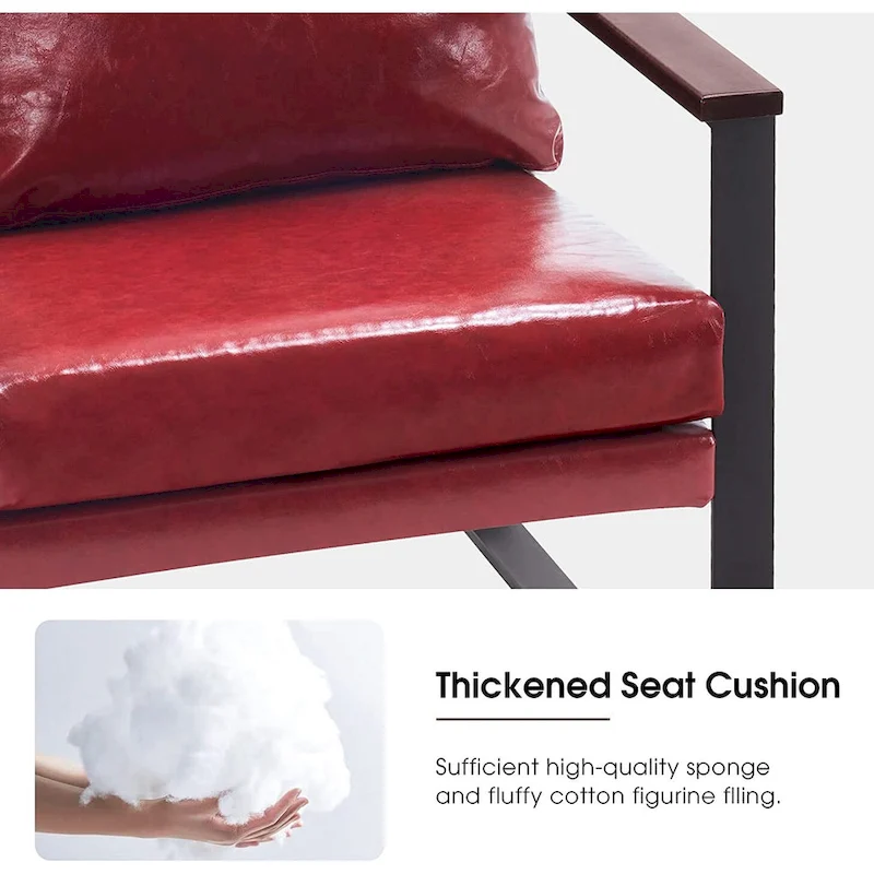 MCombo Modern Accent Chair with Upholstered Cushion, Faux Leather HQ304