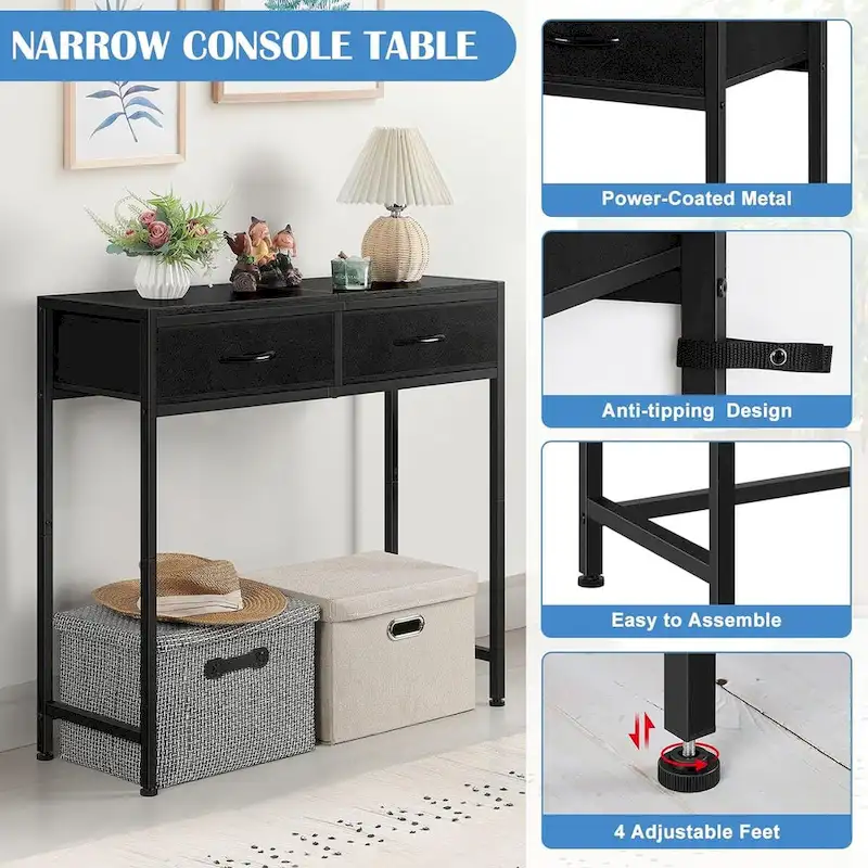 33.5  Modern Narrow Console Table with Drawers